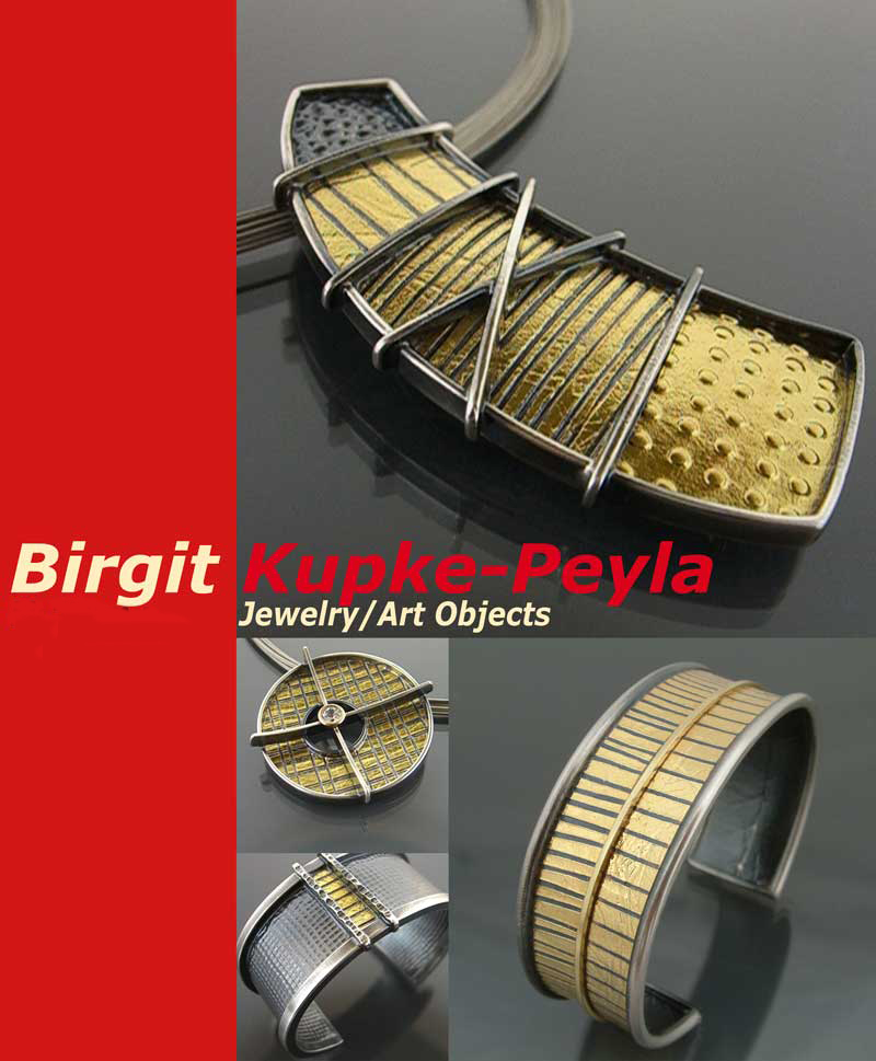 collage showing jewelry designed and made by Birgit Kupke-Peyla
