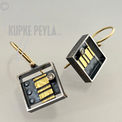 Square Dangle earring with diamond