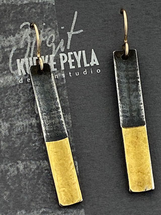 Long Dangle Silver and Gold Earrings
