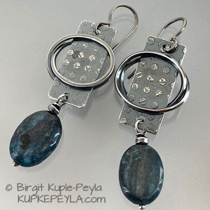 Sterling Silver Earring with Oval Kyanite Dangle