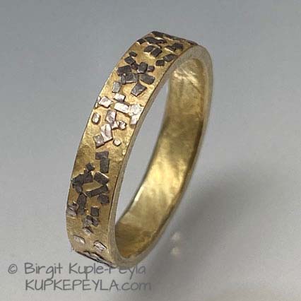 gold and Platinum Band ring - confetti series