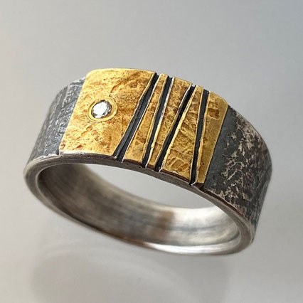 ring with diamond and stripes
