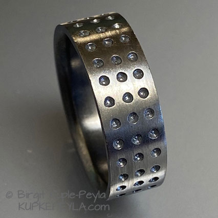 Silver Ring with three rows of indentations