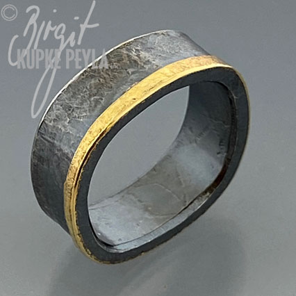 Gols and Silver Trapezoid shaped Band Ring